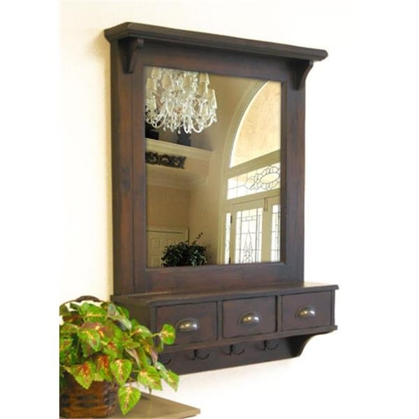Proman Proman WM16678 27" W x 7" D x 37" H Bombay Wall Mirror - Dark Walnut WM16678 - main